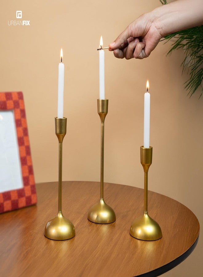 UrbanFix Metal Royal Candle Holders for Tapered Candles, (Pack of 3, Golden), Christmas Candle Holder, Tealight Holder, Best Gift for Christmas Decor, Christmas Decoration, Dining Table - Image 5